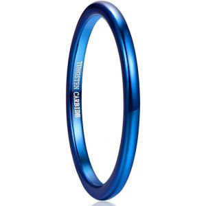 Kahfl-Anneaux De Mariage Pour Femme Homme Noires/Bleues/Argent&eacute;es Bague De Fian&ccedil;ailles Mariage En Carbure De Tungst&egrave;ne Bomb&eacute; Taille 52 &Agrave; 67(16.6-21.3) - Neuf