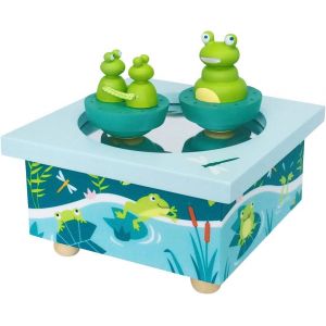 KALANKA-TROUSSELIER - Grenouille & ses Bébés - Boîte à Musique Dancing - 2 Figurines Amovibles - Fonctionnement Simple - Musique Sound of Silence de Simon & Garfunkel - Colori Bleu - Neuf