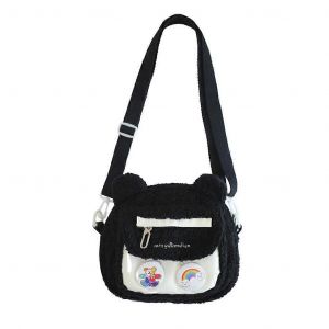 Sac &agrave; bandouli&egrave;re femelle-moelleux Sac &agrave; bandouli&egrave;re en peluche pour femmes Ados mignon JK Sacoche-Sac - Neuf