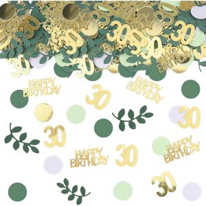 Lot de 200 confettis d&iquest;&iquest;coratifs pour 30 ans - Vert/Or (Green/Gold) - D&iquest;&iquest;coration d'anniversaire - Confetti d'anniversaire - Neuf