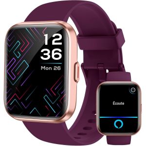 Montre Connectée Femme Homme Appel Bluetooth, 1.8¿ Smartwatch Avec Alexa Intégré, Moniteur De Sommeil Cardiofréquencemètre Spo2, Etanche Ip68 Montre Avec 100 Sportifs Pour Android Ios Cadeaux, Rose - Neuf