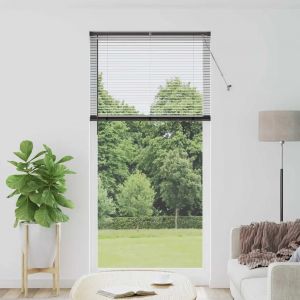 Vidaxl Store De Fenêtre Avec Des Rideaux Autre Noir 80 X 130 Cm Aluminium - Neuf
