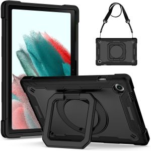 NAERYUT-Coque Pour Samsung Galaxy Tab A8 10.5 Pouces,Housse De Protection Robuste Portable Antichoc Avec Support Pivotant À 360° Pour Samsung Tablette A8 10.5"" Avec Bandoulière Cover Case - Neuf