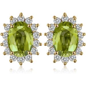 Kal-Diana Princesse Kate Middleton Boucles D'oreilles Clous Naturelle Améthyste Péridot Grenat Citrine Topaze Femme, Argent 925/ Plaqué Or Rose/Or Jaune, Vintage Ensemble De Bijoux Cadeau - Neuf