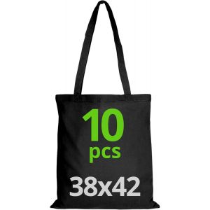 Sjzg-Sac En Coton 38x42 Cm, Ensemble De Sacs Non Imprimés, Poignée Longue, Sacs En Tissu Résistant, Sac De Courses Réutilisables À Imprimer Ou À Peindre - Neuf