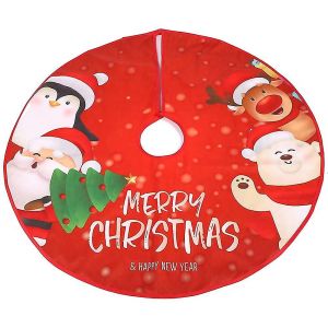 Jupe de sapin de No&euml;l de 90 cm, housse de protection ronde pour pied de sapin avec ours et P&egrave;re No&euml;l, tapis de sol pour pied de sapin avec motif de cerf. - Neuf