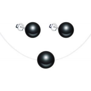 Ensemble De Bijoux Collier Et Boucles D'oreilles En Perles, Collier Pendentif Et Boucle D'oreilles En Argent 925 Pour Femme Fille, Collier Ras Du Cou Clavicule En Ligne De P&ecirc;che Transparente - Neuf