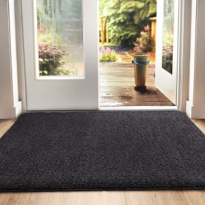 Subzonal-Paillasson Interieur Entree 80 X 120 Cm, Tapis D'entr&eacute;e Antid&eacute;rapant Lavable En Machine, Tapis De Sol Avec Microfibres Douces Absorbantes Pour Entr&eacute;e, Couloir, Chien, Noir-Gris - Neuf