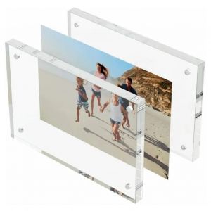 HJLIAN Cadre photo en acrylique transparent, sans cadre, double face, autoportant, pour bureau - Neuf