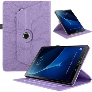 Coque Pour Samsung Galaxy Tab A 9.7"" (Sm-T550/Sm-T555) Tablette Étuis Pu Cuir 360°Rotatif Multi-Angle Stand Flip Protection Housse Pour Samsung Galaxy Tab A 9.7"" T550 Coque,Violette Arbres - Neuf