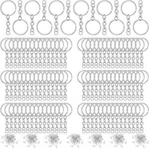 Gjhgf-360 Pièces Chaîne Et Anneau De Jonction Ouvert, Attache Porte Clé Clips De Porte, Clef Métal Fermoirs Fermoirs, Porte Clés Plats En Métal, Pour Diy Craft Making Bijoux Porte Clés Accessoires - Neuf
