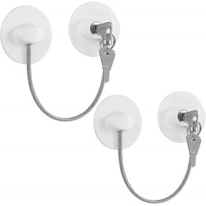 2 Pcs S&eacute;curit&eacute; Des Enfants R&eacute;frig&eacute;rateur Serrures Serrures De Porte Verrous De La Fen&ecirc;tre Avec Les Touches Limite C&acirc;ble Mini De Verrouillage De Porte Pour R&eacute;frig&eacute;rateur Tiroir De L'armoire (Blanc) - Neuf