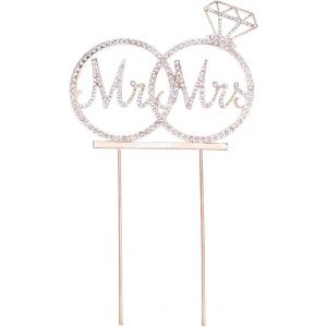 Subzonal-G&acirc;teau Topper Acrylique Mariage En Forme De Bague Diamant Mari&eacute;e Mari&eacute; Mr Mrs Decoraiton Amour Saint Valentin Pour Mariage Anniversaire Or - Neuf