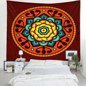 Hjlian Tapisserie Murale Mandala, Tapis De Yoga Geometrique, Tapisserie De Dortoir, Motif Rond Geometrique - Neuf