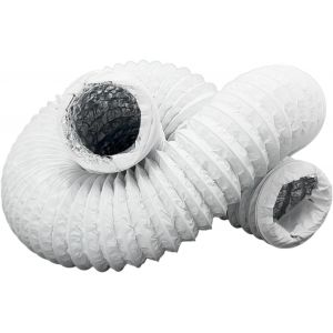 Tuyau d'évacuation flexible - Avec aluminium - Isolation en PVC - Tuyau flexible - Sortie d'aération - Pour climatisation, sèche-linge (Blanc, Ø 125mm - 1M) - Neuf