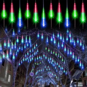 Kal-Lumières Solaires De Pluie De Météores, Guirlandes Lumineuses Ip65 Imperméable Lumières De Noël Avec Tubes De 30 Cm, 8 Tubes, Total 240 Led Pour Noël Mariage Fête Soirée Maison Arbre Sapin Jardin - Neuf