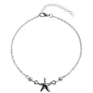 Kalsw-Perle Étoile De Mer Bracelet De Cheville Minimaliste Fausse Perle Été Plage Pied Chaîne Bijoux Pour Femmes Filles (Argent) - Neuf