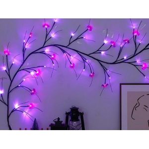 D&eacute;coration d'Halloween en forme de chauve-souris avec LED violette, 18 branches, 8 modes, &eacute;tanche, 1,8 m - Neuf