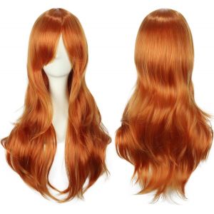 Kalanka-Colorful Panda 28 Pouces 70 Cm Gingembre Longs Boucl&eacute;es Ondul&eacute;es Cosplay Perruques Pour Femmes Et Filles, Perruque De Cheveux Synth&eacute;tiques R&eacute;sistant &Agrave; La Chaleur Pour F&ecirc;te Halloween Costume - Neuf