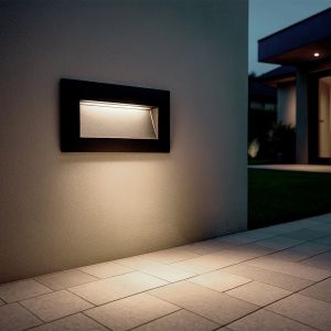 Balise Ext&eacute;rieure Led 4w Encastrable Murale Rectangulaire Edulis 2700k Noir Blanc Chaud - Neuf