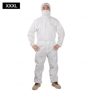 Combinaison de protection en polypropylene non tisse, resistante aux eclaboussures de particules et de liquides, blanche, taille 3XL - Neuf