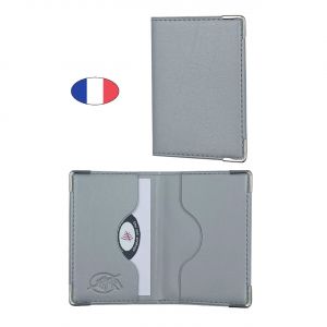 Etui anti-piratage 2 cartes bancaire - Gris argent - simili cuir - Fabriqué en France - Porte CB anti RFID - Neuf