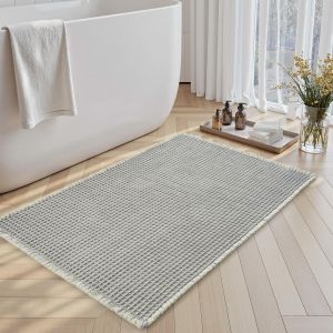KAL-Tapis De Salle 50 X 80 Cm De Bain Gaufré Tapis De Sol Super Absorbant, Antidérapant Et Lavable En Machine - Neuf