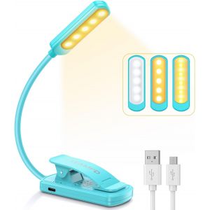 Kalanka-Lampe De Lecture, 10 Leds Liseuse Lampe Clip Usb Rechargeable, 360°Cou Flexible, Gradation Progressive & 3 Température De Couleur, Lumière Livre Pour Lire Au Lit,Enfant,Kindle,Voyage,Camping - Neuf
