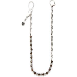 TRAHOO-Chaîne porte-clés homme pour pantalon, chaîne pour portefeuille avec pierres naturelles et détails couleur argent antique, chaîne avec mousqueton pour clés - Neuf