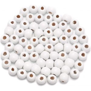 Meimie-Lot De 200 Perles D'espacement En Bois À Grand Trou Assorties Pour Colliers,Bracelets,Loisirs Créatifs Et Décoration (8 X 10mm,Blanc) - Neuf