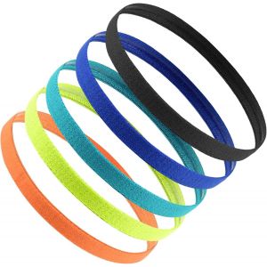Meimie-Bandeau De Sport Enfants, 5 Pcs Bandeaux De Fitness Elastique, Hairband Sport Mince Pour Garçon Fille Femme Football, Jogging, Yoga, Cyclisme, Skateboard - Neuf