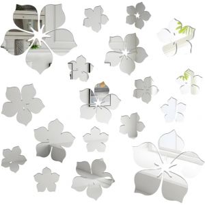 Autocollants Muraux Floraux En Cristal 3D,Amovible Miroir Stickers Muraux Pour Carreaux De Miroir D&eacute;calcomanies Pour Chambre &Agrave; Coucher Salle De Bains D&eacute;coration - Neuf