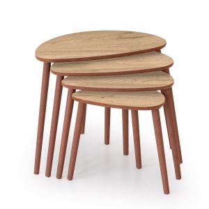 Table gigogne (4 pi&egrave;ces) en bois "Nora" 68 x 45 x 55 cm - Ch&ecirc;ne - Neuf