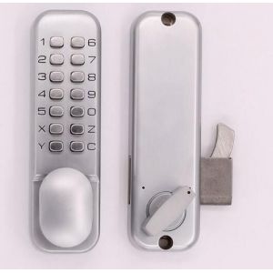 Serrure de porte à code numérique - Chrome - Clavier résistant aux intempéries, combinaison de clés et bouton codé - Neuf