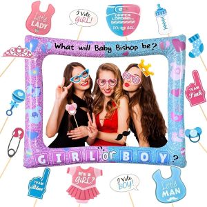 Checarzhn--No1-31 Pièces Accessoires Photo Baby Shower, Cadre Photo Gonflable, Cadre Photo Selfie, Accessoires Photo Baby Shower, Fête Révélation Du Sexe Du Bébé, Accessoires Photo Booth Révélation D - Neuf