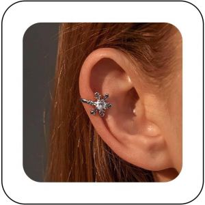 Kal-Boucles D'oreilles Boho Cristal Flocon De Neige Boucles D'oreilles Clip Fleur Flocon De Neige Boucles D'oreilles Clip Flocon De Neige Cz Boucles D'oreilles Clip Flocon De Neige Non Percées - Neuf