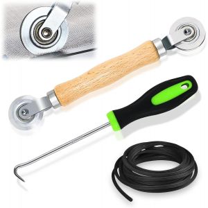 3 Pièces Outil de Roulement D'écran Rouleau à Cannelureet Corde en Caoutchouc 10m D'extracteur de Fenêtre Crochet Moustiquaire de Fenetre Outils de Remplacement pour Moustiquaire Fenetre - Neuf