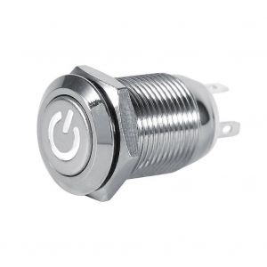 Interrupteur à bouton-poussoir d'alimentation 12mm étanche en métal de type momentané blanc LED 3V - Neuf