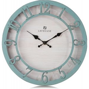 ERYI-30Cm Horloge Murale Chiffres 3D Vintage, Silencieuse Pendule Murale Rustique Retro, Vert Shabby Chic Déco Sans Tictac Pour Salon Cuisine Chambre Bureau - Neuf