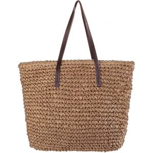 Sac en paille tressée pour femme, sac à bandoulière, sac de plage, sac de shopping d'été, sac de plage, sac de shopping de plage, sac de shopping de voyage - Neuf