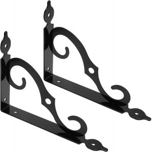 2 Pcs L Support De Tablette Décorative Crochets, Mural De Forme L Flottant Plateau Support En Métal Robuste Coin Accolade Joint À Angle Droit De L'Équerre De Support D'Étagère, De 7,4 Pouces, Noir - Neuf