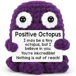 KAL-Poup&eacute;e Pieuvre Positive Amusante | Jolie Poup&eacute;e Pieuvre Tricot&eacute;e Avec Carte Inspirante | Animal Cr&eacute;atif Au Crochet Pour La D&eacute;coration, Cadeau Encourageant - Neuf
