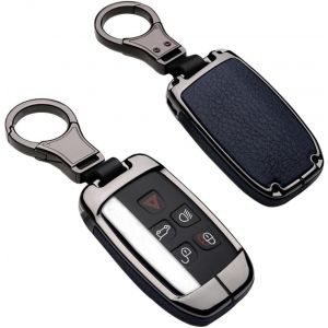 Housse de clé de voiture bleue pour Land Rover, en alliage de zinc, en cuir, pour Range Rover Defender, Discovery, Evoque, LR4, Sport, pour Jaguar, étui pour clé de voiture à distance, porte-clés - Neuf