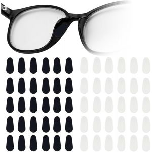 Kalanka-30 Paires Coussinet Lunettes Nez, Plaquette Nez Lunettes,Anti Glisse, Protection Nez Pour Lunette Et Lunettes De Soleil (1 Mm Transparent + Noir) - Neuf