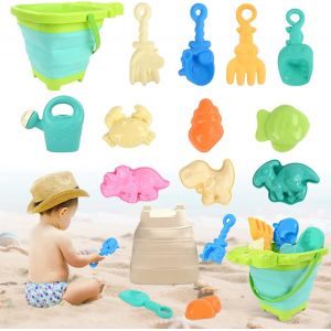 Eryi-Jouet De Plage Enfant, 12 Pi&egrave;ces Jeux De Plage Avec Seau Crocodile Plage Pliant, Roue &Agrave; Eau, Pelle R&acirc;teaux Moules, Glace Jeu De Plage Enfant Pour Bac A Sable Int&eacute;rieur Ext&eacute;rieur (Vert) - Neuf