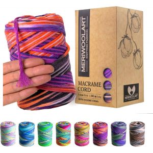 Sjzg-Corde Macram&eacute; 3mm - Fil Macram&eacute; Corde 200m - Corde De Coton Simple Torsion - Corde Macram&eacute; Coton Recycl&eacute; Oeko-Tex - Bricolage Macram&eacute; D&eacute;coration Int&eacute;rieure Boho - Neuf