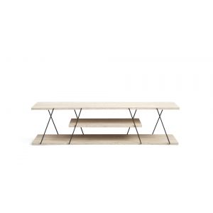 Meuble TV en bois "Canaz" - 120 x 30 x 33 cm - TravertinNoir - Neuf