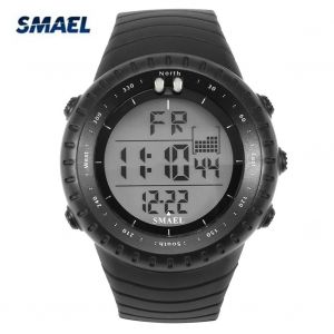 Smael Num&eacute;rique Led R&eacute;tro&eacute;clairage &Eacute;lectronique Rond Sport Montre Montre-Bracelet Noir - Neuf