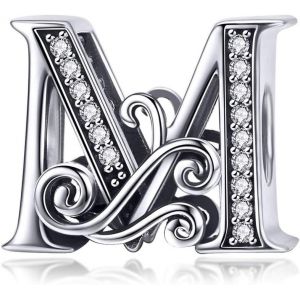 Eryi-Charme Lettre De L'alphabet Argent Sterling 925 Avec Aaaaa Zircone Femmes Perles Charm Compatible Pour Pandora Vrai Breloque & European Bracelet - Neuf