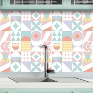 Eryi-32 X Feuilles Mural Stickers Carrelage 2d Imperméables Carreau De Ciment Adhesif, Autocollants Carreaux Dosseret Pour Cuisine, Salle De Bain La Décoration À La Maison / 10 X 10 Cm / T1029 - Neuf